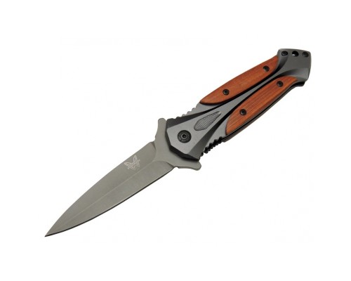 Benchmade Da27b Gri Sivri Kamp çakı 20cm - Yarı Otomatik, Kemerlikli, Kutulu, Ahşap - Metal Sap