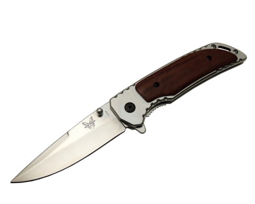 Benchmade DA56 Kahverengi Kamp Çakı 20cm- Yarı Otomatik, Kemerlikli, Ahşap - Metal Sap