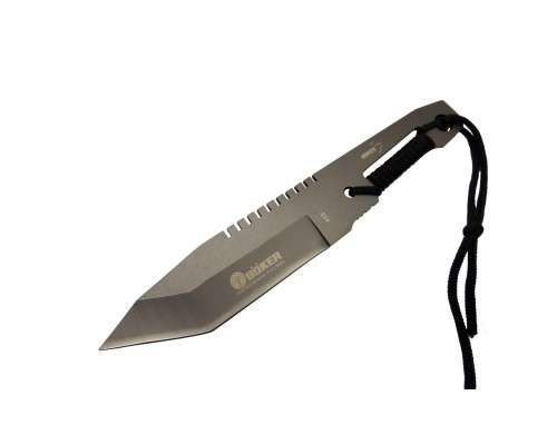 Böker A 13 Metal Outdoor Bıçak 23cm - İpli Sap, Tırtıklı Sırt, Kılıflı