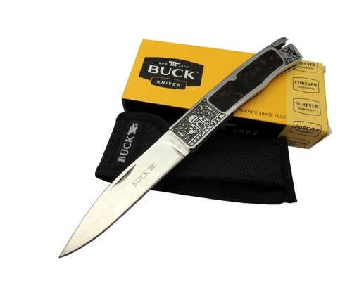 Buck Knives BK-001BRV Kamp Çakı 23 cm - Metal; Kauçuk İşlemeli Sap, Kılıflı