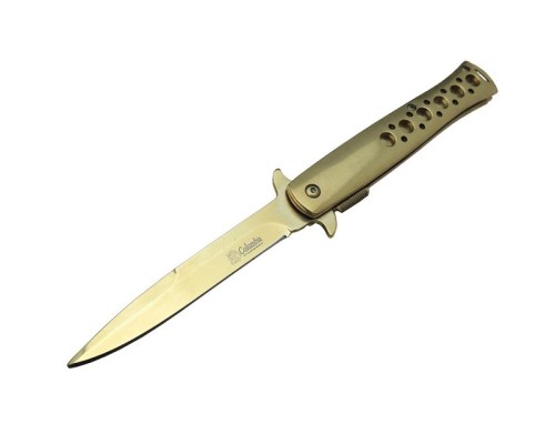 Tac-Force 1111A T-Lite Gold Kamp / Av Çakısı 23cm- Yarı Otomatik, Metal Sap, Kemerlikli