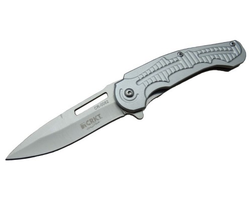 CRKT CR 0062 Gri Oluklu Kamp Çakı 17,5 cm - Otomatik, Kılıflı, Kutulu