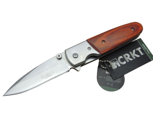 CRKT CR 0083 RD Kamp Çakı 16,5 cm - Ahşap Sap, Otomatik, Kılıflı, Kutulu