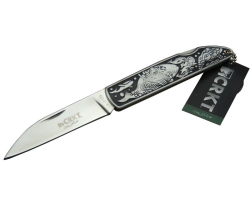 Crkt Cr 0102 Kamp çakı 20 Cm - Balık Desenli Metal Sap, Kılıflı, Kutulu