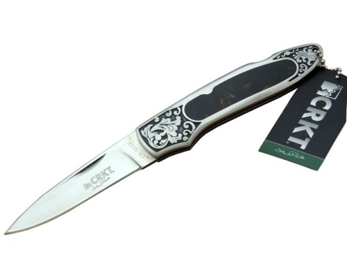 CRKT CR 0128 KHV Kamp Çakı 18 cm - Metal Desenli Sap, Kılıflı, Kutulu