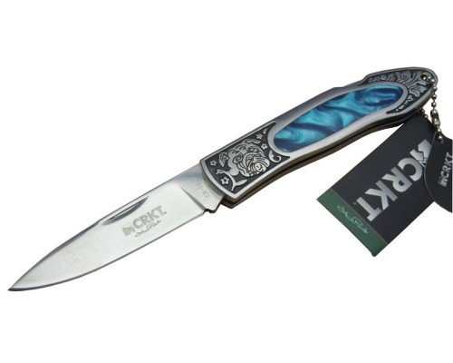 CRKT CR 0148 BL Kamp Çakı 20 cm - Köpek Desenli Sedef & Metal Sap, Kılıflı, Kutulu