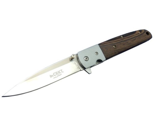 CRKT CR 0150 Kamp Çakı 20,5 cm - Ahşap Saplı, Yarım Otomatik, Kılıflı, Kutulu