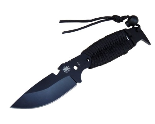 DPX Gear Assault 0238BK Kamp Bıçağı 22,5 cm - Siyah, Metal & İpli Sap