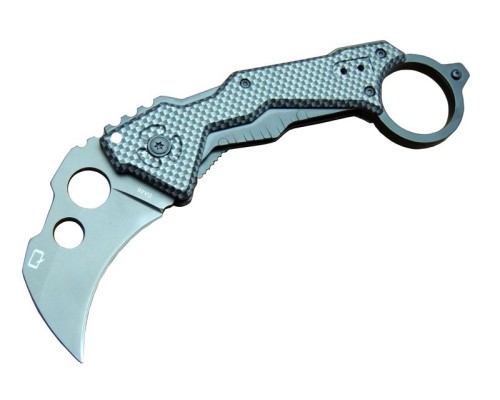 Quartermaster DA46 Karambit Outdoor Çakı 18 cm - Tırtıklı, Karbon Fiber Sap