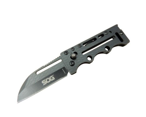 SOG AC78 Siyah Yaprak Kamp Çakı 14,5 cm - Metal Sap, Kılıflı