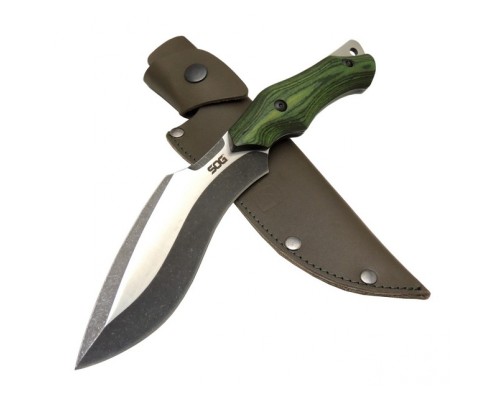 Sog Vaquita Kukri 807B GRN Yeşil Outdoor Bıçak 27cm - Ahşap Sap, Deri Kılıf