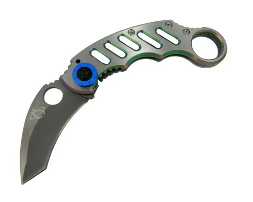 X05BL Gümüş Karambit 17 cm - Metal Saplı, Manuel