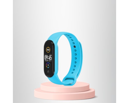 Mi Band 5-6 Uyumlu Silikon Kordon M5-m6 Uyumlu Açik Mavi̇