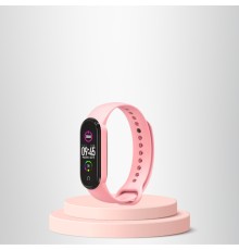 Mi Band 5-6 Uyumlu Silikon Kordon M5-m6 Uyumlu Açik Pembe