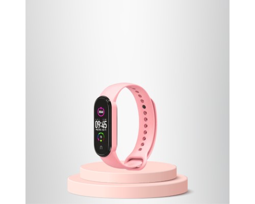 Mi Band 5-6 Uyumlu Silikon Kordon M5-m6 Uyumlu Açik Pembe