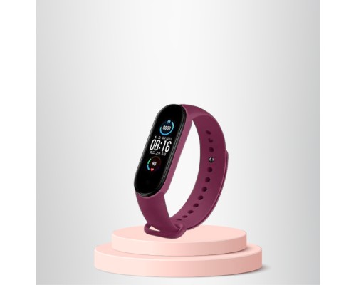 Mi Band 5-6 Uyumlu Silikon Kordon M5-M6 Uyumlu BORDO