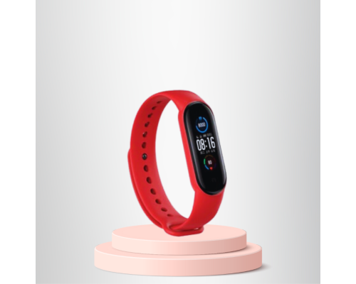 Mi Band 5-6 Uyumlu Silikon Kordon M5-M6 Uyumlu KIRMIZI