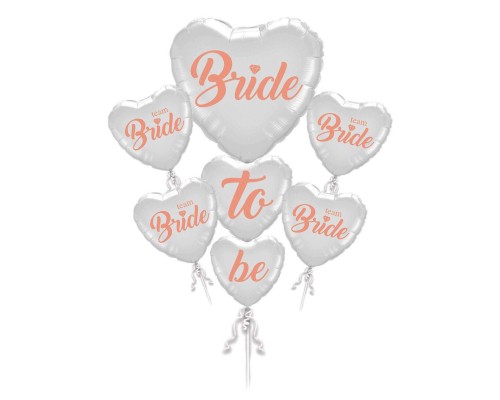 Bride To Be Team Bride Folyo Balon Buket Seti 5li Set Rose Gold Renk 100 cm