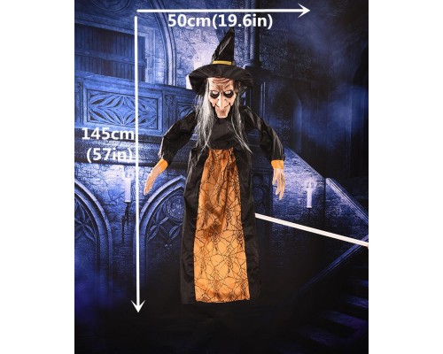 Cadılar Bayramı Halloween Sensörlü Işıklı Sesli Cadı 145 Cm