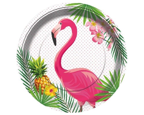 Flamingo Temalı Parti Tabağı 8 Adet