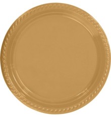 Gold Plastik Tabak 22 cm 25li