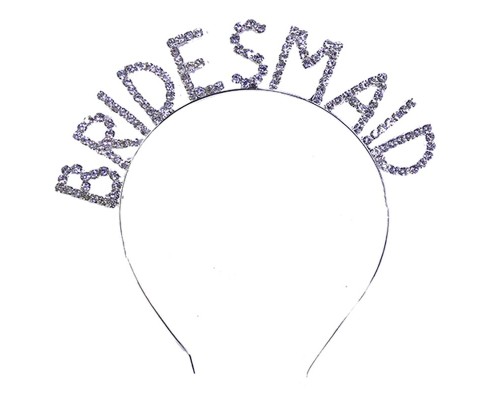 Kristal Taşlı Gümüş Renk Bridesmaid Nedime Tacı 16x17 Cm