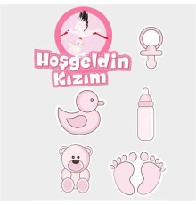 Hoşgeldin Kızım Baby Shower Sticker Etiket Seti 6 Adet