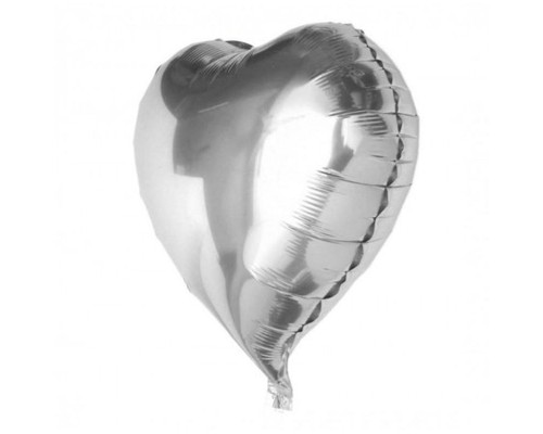 Kalp Balon Folyo Gümüş 60 Cm 24 Inç