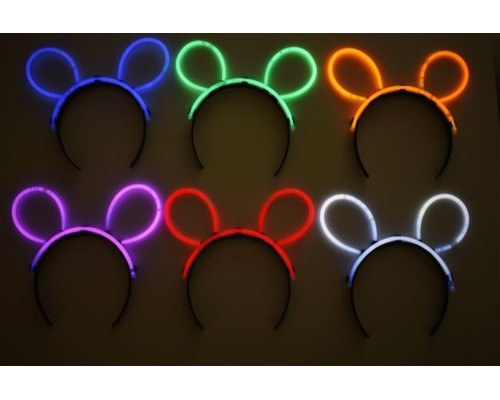 Karanlıkta Parlayan Fosforlu Glow Stick Taç Tavşan Kulağı Tacı Kırmızı Renk