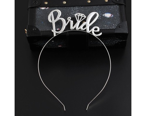 Gümüş Renk Bride Yazılı Metal Gelin Tacı Bride Taç