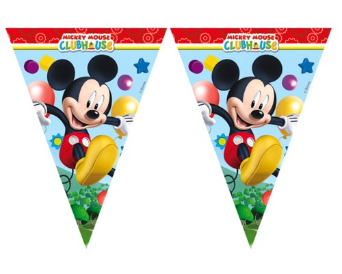 Mickey Mouse Temalı Üçgen Bayrak Flama Süsleme 3.2 Metre