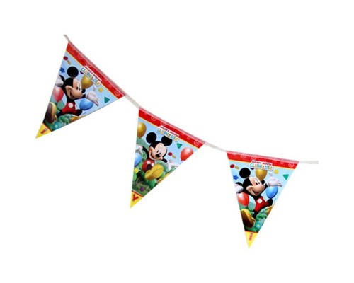 Mickey Mouse Temalı Üçgen Bayrak Flama Süsleme 3.2 Metre