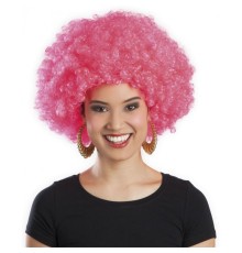 Pembe Renk Kıvırcık Afro Bonus Peruk