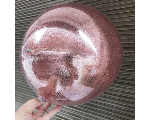 Rose Gold Renk Simli Yuvarlak Şeffaf Balon 24 İnç