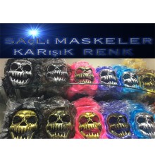 Saçlı Kuru Kafa İskelet Maske 1 Adet