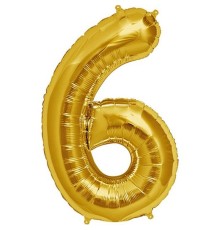 Şekilli Supershape Gold Rakam Folyo Balon 6 Numara