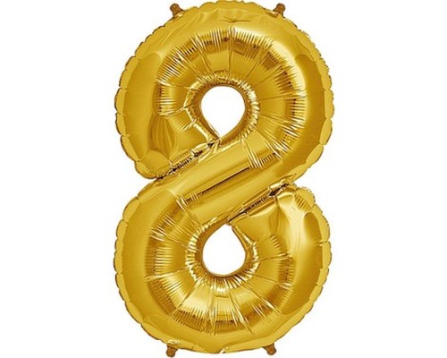 Şekilli Supershape Gold Rakam Folyo Balon 8 Numara