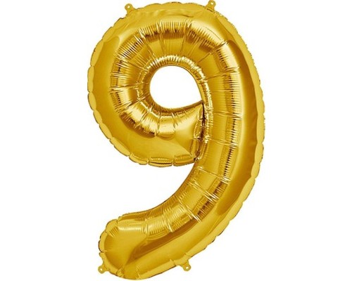 Şekilli Supershape Gold Rakam Folyo Balon 9 Numara