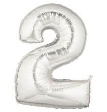 Şekilli Supershape Silver Rakam Folyo Balon 2 Numara