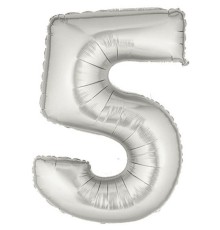 Şekilli Supershape Silver Rakam Folyo Balon 5 Numara