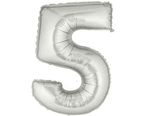 Şekilli Supershape Silver Rakam Folyo Balon 5 Numara