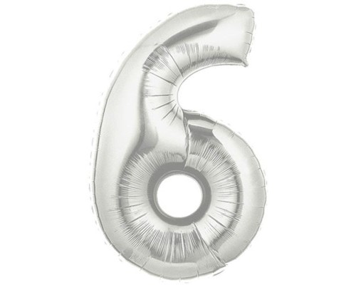 Şekilli Supershape Silver Rakam Folyo Balon 6 Numara