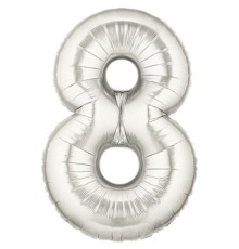 Şekilli Supershape Silver Rakam Folyo Balon 8 Numara