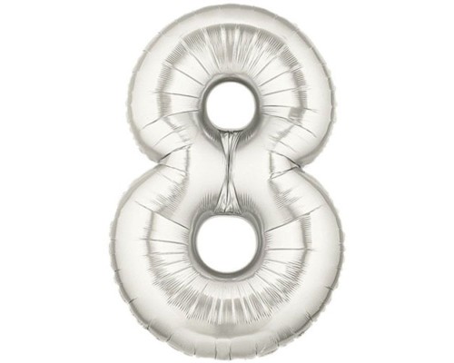 Şekilli Supershape Silver Rakam Folyo Balon 8 Numara