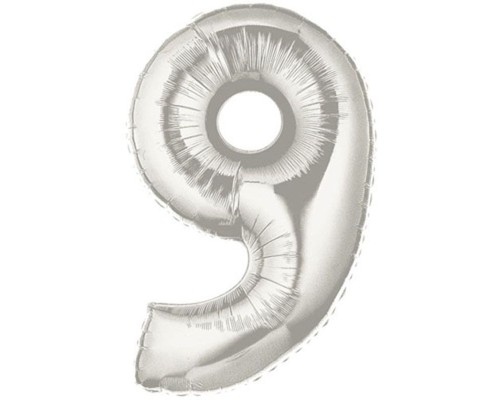 Şekilli Supershape Silver Rakam Folyo Balon 9 Numara