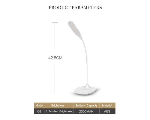 Ps-003 şarjlı Dokunmatik Kademeli 3 Farklı Ayarlanabilir Işık şiddeti Ledli Usb'li Masa Lambası