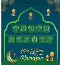 Yeşil Renk Hoşgeldin Ya şehr-i Ramazan Yazılı Banner Ramazan Süslemesi 230 Cm