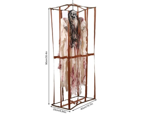 Ürpertici Scary Halloween Sesli Hareketli Sensörlü Beyaz Kuru Kafa Dekor 90 cm