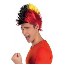 Mohican Mohawk Punk 70 Li Yıllar 80 Li Yıllar Peruğu Rainbow Peruk Kırmızı Sarı Siyah Saçaklı