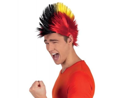 Mohican Mohawk Punk 70 li Yıllar 80 li Yıllar Peruğu Rainbow Peruk Kırmızı Sarı Siyah Saçaklı